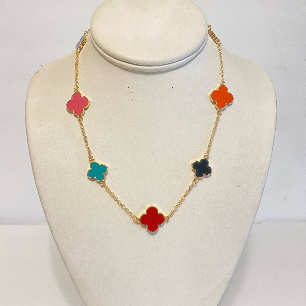 MULTICOLOR CLOVER NECKLACE - Picture 2 of 8